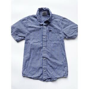 Boy's Jack Thomas Blue Preppy Short Sleeve Checked Button Down Shirt Size 7
